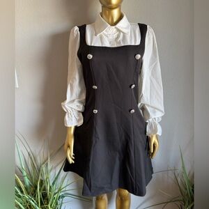 Chic Black and White Long Sleeve Dress